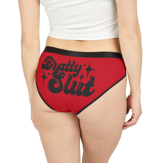Bratty Slut - Women's AOP Underwear, Fun and Playful Lingerie, Perfect Gift for Girlfriends, Celebratory Undergarments
