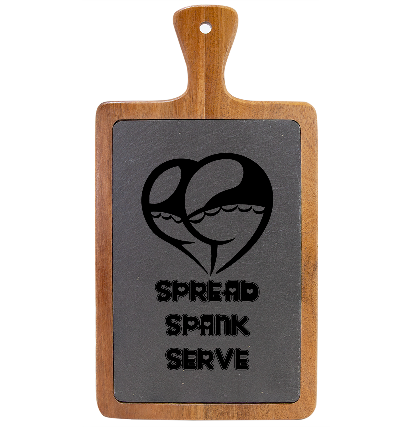 Spread Spank Serve - Engraved Charcuterie Board, Kinky, BDSM, Home Goods, Gift for Foodies, Housewarming Present, Unique Serving Platter,