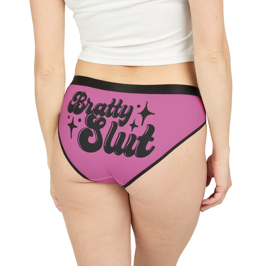 Bratty Slut - Women's AOP Underwear, Fun and Playful Lingerie, Perfect Gift for Girlfriends, Celebratory Undergarments