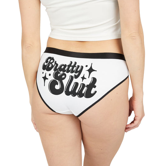 Bratty Slut - Women's AOP Underwear, Fun and Playful Lingerie, Perfect Gift for Girlfriends, Celebratory Undergarments