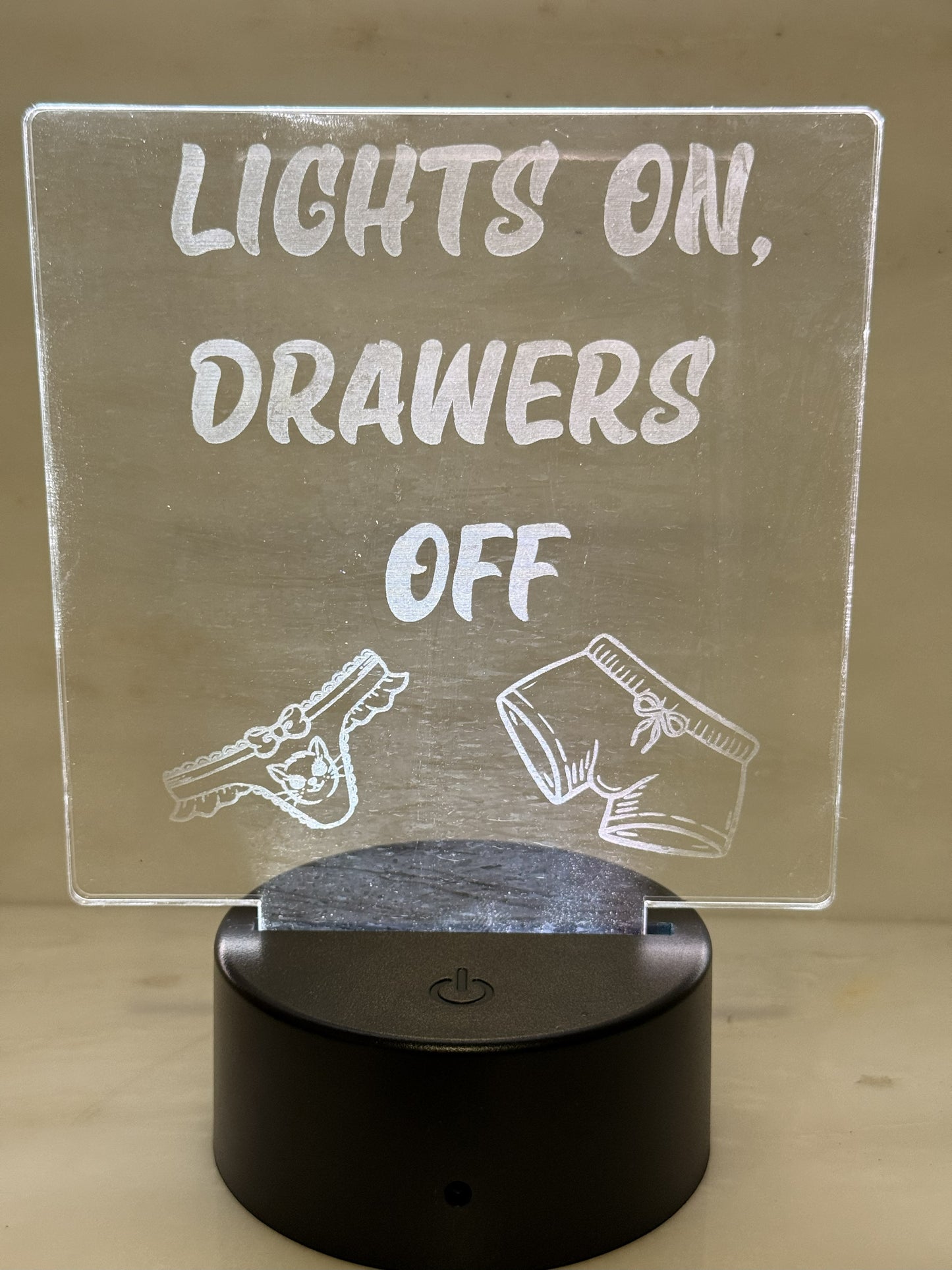 DOMestic Pantry LED Acrylic Night Light – “Punishment Pending” & Other Kinky Mood Designs