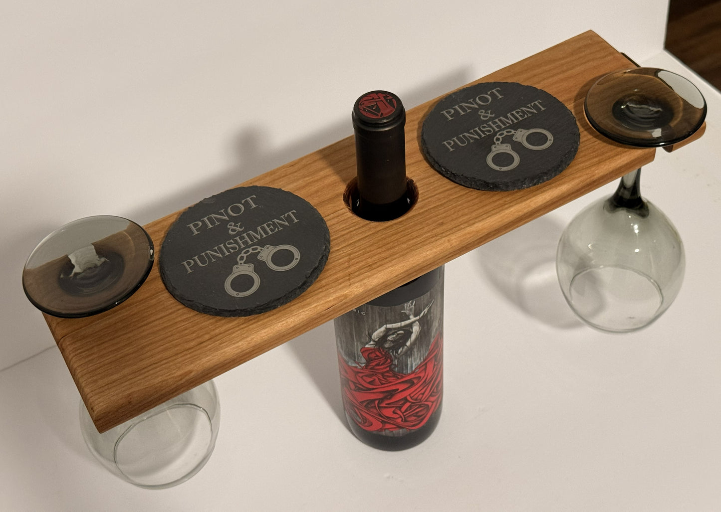 “Pour & Restrain” — DOMestic Pantry Wine Glass & Bottle Holder with Wrist Bondage Stock