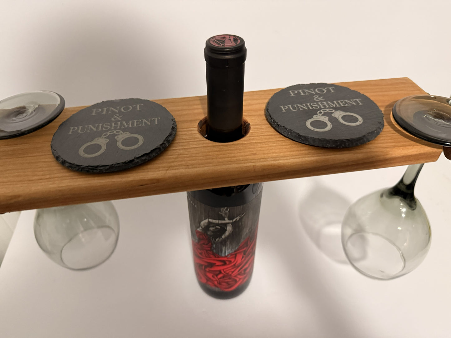 “Pour & Restrain” — DOMestic Pantry Wine Glass & Bottle Holder with Wrist Bondage Stock