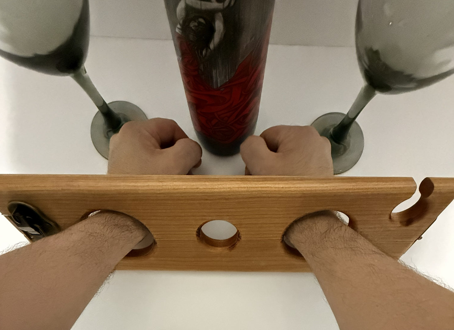 “Pour & Restrain” — DOMestic Pantry Wine Glass & Bottle Holder with Wrist Bondage Stock