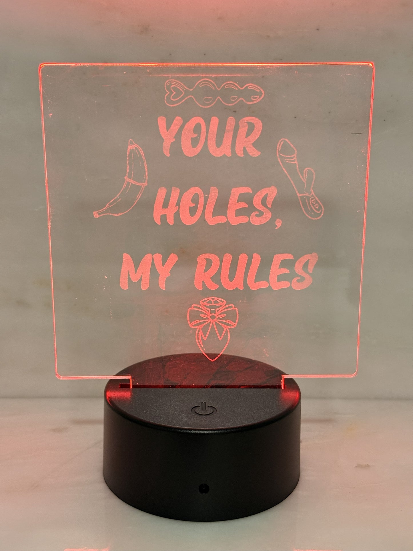 DOMestic Pantry LED Acrylic Night Light – “Punishment Pending” & Other Kinky Mood Designs